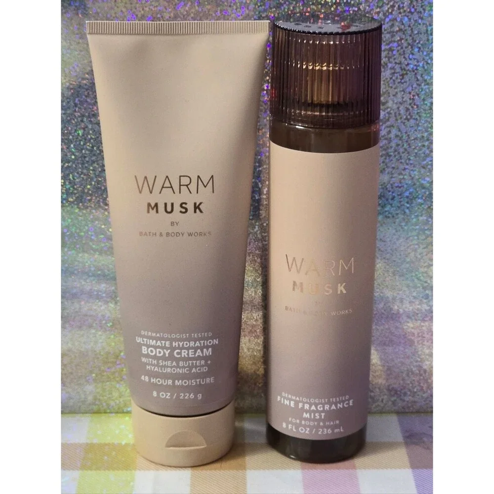 Bath & Body Works Warm Musk Body Cream & Fine Fragrance Mist Set NEW